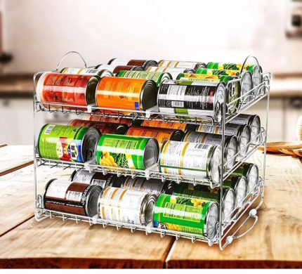 SimpleHouseware Stackable Can Rack Organizer, Silver