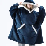 Wearable Blanket Hoodie – Oversized Fleece Pullover with Hood & Pocket
