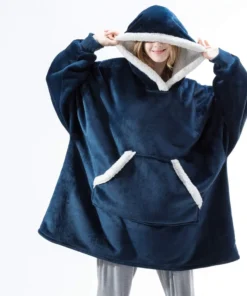 Wearable Blanket Hoodie – Oversized Fleece Pullover with Hood