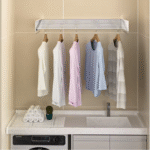 Aluminum Wall Mounted Retractable Clothes Drying Rack 1 Meter - Image 2