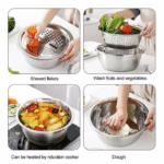 Vegetable Slicer Cutter Drain Basket Stainless Steel - Image 7