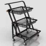 Storage Rack Cart Foldable Kitchen Trolley with Wheels - Image 2