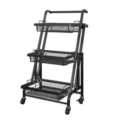 Storage Rack Cart Foldable Kitchen Trolley with Wheels
