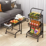 Storage Rack Cart Foldable Kitchen Trolley with Wheels - Image 6