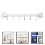 Stainless Steel Towel Rack – Suction Cup Wall Hooks with 6 Removable Hangers - Image 2