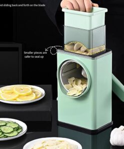 Alternative view of Rotary Vegetable Grater – Manual Mandoline Slicer with 3 Drum Blades