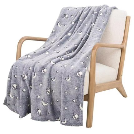 Magic Glow In The Dark Blanket – Star & Moon Luminous Plush Throw