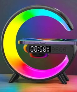 Alternative view of 15W Wireless Charger Alarm Clock – Speaker & RGB Night Lamp