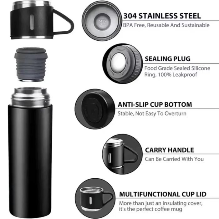 🏷️ Vacuum Flask Set – 500ML Stainless Steel Business - صورة 7