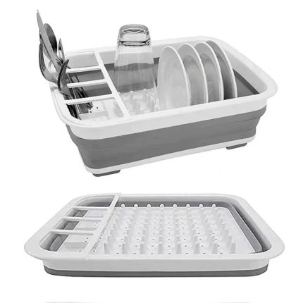 Folding Dish Rack Set with Tray – Kitchen Drainer Organizer