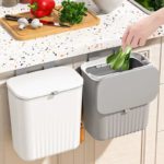Wall Mounted Trash Can with Lid 9L – Hanging Kitchen & Bathroom Waste Bin - Image 4