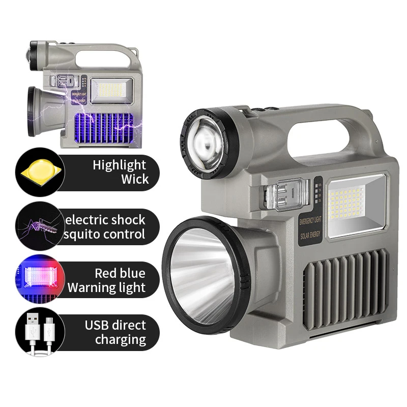 kf-S7c989cc00e614562a6ff409ed398e7c6R-Solar-Portable-Searchlight-Mosquito-Killer-LED-High-Power-Outdoor-Strong-Light-Charging-Flashlight-Camping-Light-Fishing Mosquito Killer LED & Flashlight - Image 1