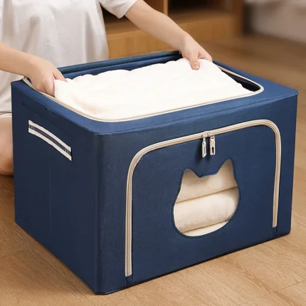 Clothes storage box cloth bag folding storage box dormitory wardrobe student home Oxford cloth sorting box basket