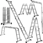 Multi-purpose retractable step scaffold, aluminum telescopic extension ladder, EN131 - Image 4