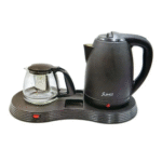 Stainless Steel Water Kettle with Glass Teapot & Serving Tray - Image 2