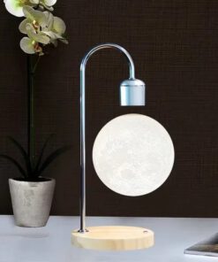 Alternative view of Floating Moon Lamp with Wooden Base, 3 D Printed LED
