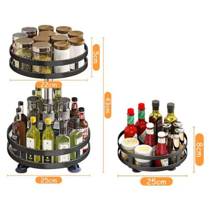 Space-Saving 3-Tier Rotating Spice Rack Organizer