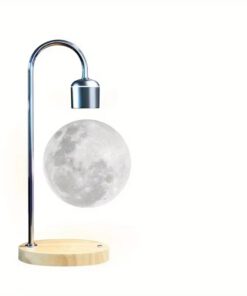 Floating Moon Lamp with Wooden Base, 3 D Printed LED
