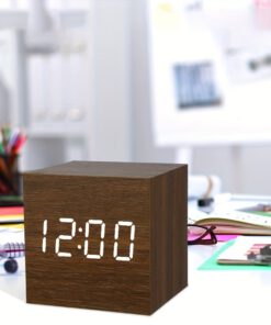 Smart Wooden Alarm Clock with Voice Control LED Display
