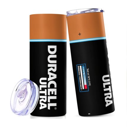 Battery-Inspired Stainless Tumbler: Perfect Gift Idea