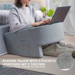 1pc Extra Large Reading Pillow for Adults - Ergonomic Arm Rest Pillow with, Removable & Washable Cover, Quilted Design for Gaming, Working, Bed & Couch Use - Gray, Reading Pillow for Gaming, Cozy Home Accessory, Stylish Home Decor, Durable Sewn Construction - Image 3
