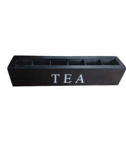 Alternative view of Vintage Wooden Tea Box Organizer with Lid - 6 Slots Black