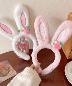 Strawberry Floral Bunny Ears Headband for Women