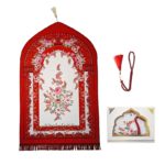 Elegant Pink Floral Prayer Mat with 99 Beads, Portable - Image 3