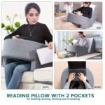 1pc Extra Large Reading Pillow for Adults - Ergonomic Arm Rest Pillow with, Removable & Washable Cover, Quilted Design for Gaming, Working, Bed & Couch Use - Gray, Reading Pillow for Gaming, Cozy Home Accessory, Stylish Home Decor, Durable Sewn Construction - Image 6