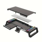 RGB Monitor Stand with USB Ports & Adjustable Height