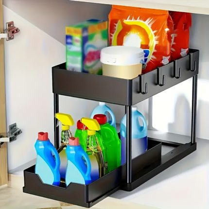 Maximize Space with 2-Tier Pull-Out Storage Organizer