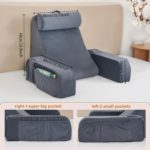 Cozy Ergonomic TV Pillow with Handy Pockets, Gray/White - صورة 4