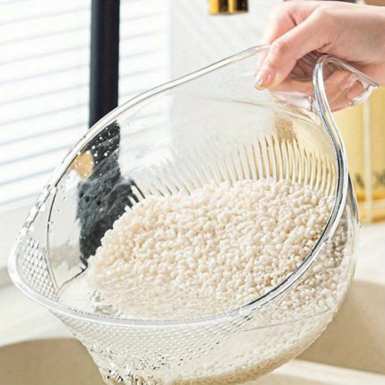 Clear Plastic Rice Washing Bowl with Drainage Holes