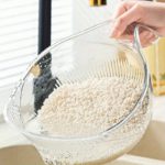 Clear Plastic Rice Washing Bowl with Drainage Holes
