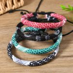 Vintage Ethnic 3 D Fabric Bracelets - Handwoven Set of 4