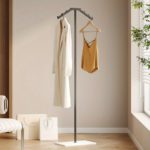 Space-Saving Metal Clothes Rack for Stylish Bedroom Use