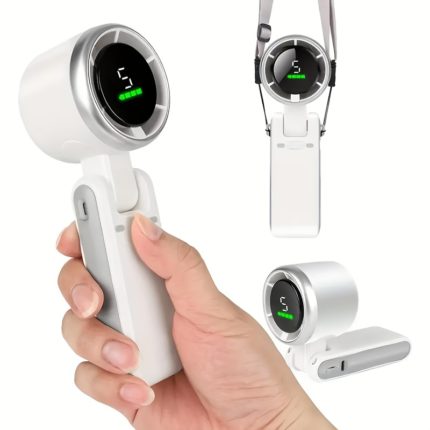 Portable Foldable Handheld Fan with USB Charging, Ultra-Quiet with 5 Adjustable Levels, Compact Design for Office Desks, Bedrooms, Dormitories, and Outdoor Travel