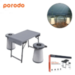 Camping Foldable Desk and LED Stool Set - Image 2