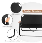 Folding Camping Bench Chair – Black - Image 2