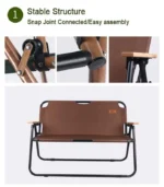 Folding Camping Bench Chair – Black - Image 3